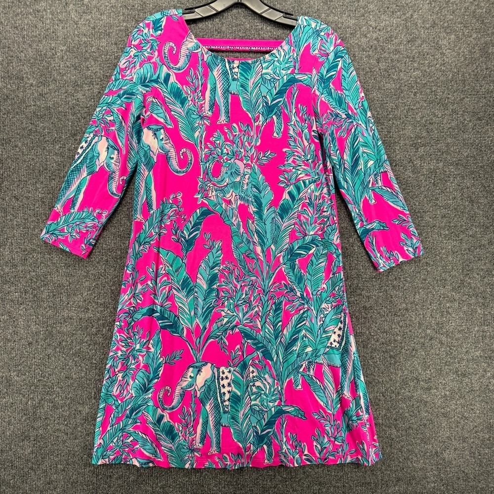 Lilly Pulitzer Dress S Pink Elephant Print Ophelia Swing Coastal Vacation Casual